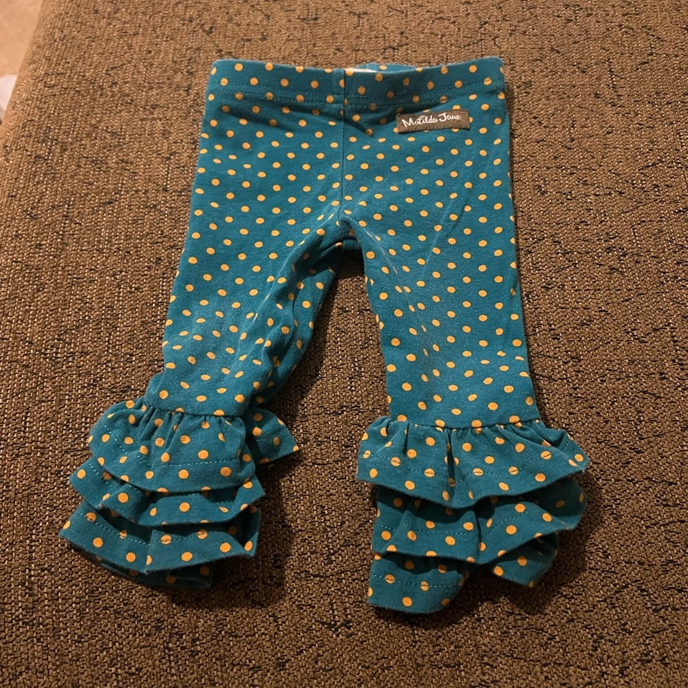 Polka dot blue Matilda Jane ruffle pants